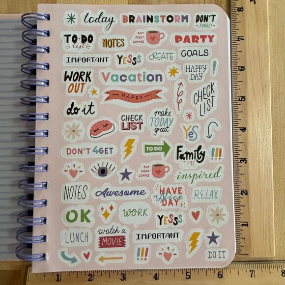 Good Things Ahead Pink Spiral Lined Dot Journal Notebook Diary Sticker Sheet NOS - Picture 3 of 4